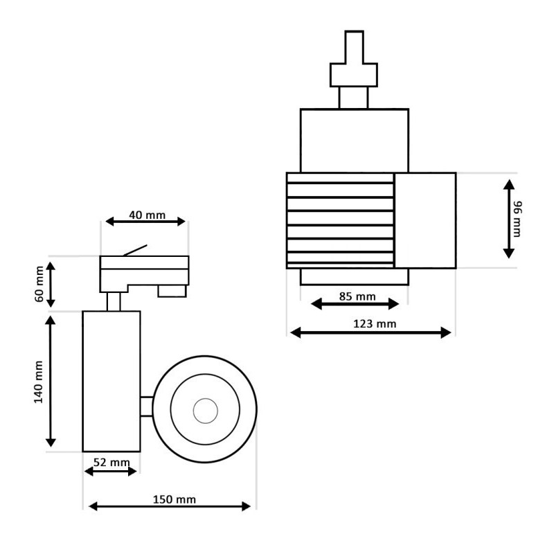 Acheter Spot LED GRAZ BRIDGELUX Chip noir pour rail Triphasé 40W - 100°