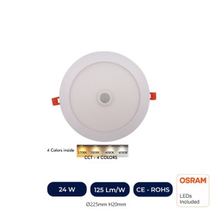 Downlight Slim LED Rond 20W détecteur - CCT - OSRAM CHIP DURIS E 2835