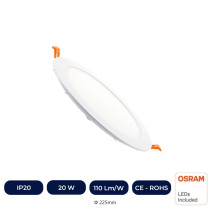 Placa Slim LED Circular 20W - OSRAM CHIP DURIS E 2835