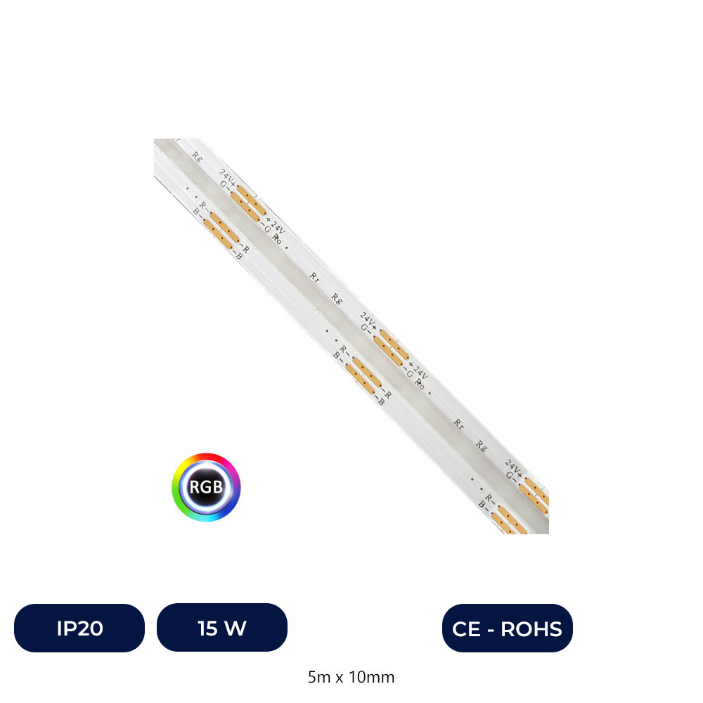 Bande LED RVB 24 V | COB | 5 m | 630 LED/m | 15W/H | IP20