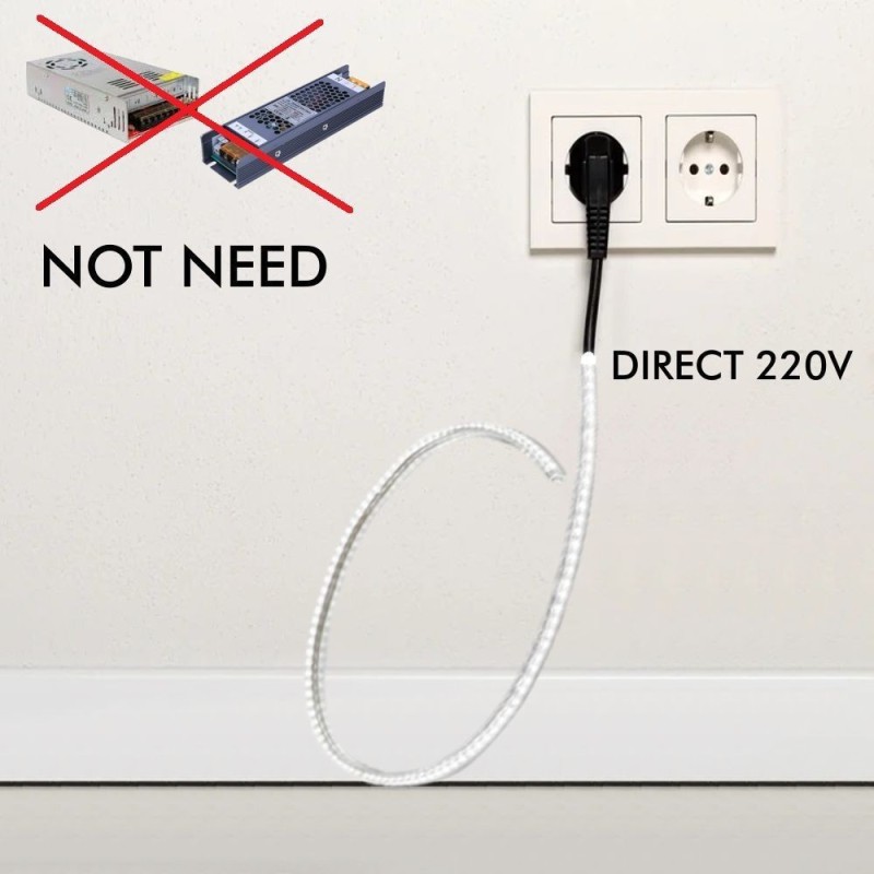 LED Strip 220V 14w 20m IP67 Dimmable - Cut 10cm - High Brightness