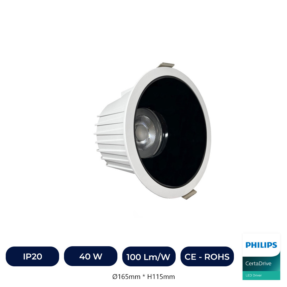 Downlight LED 40W Circular - Philips CertaDrive - CCT - UGR13 - IP65