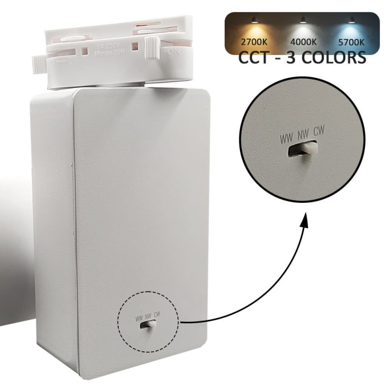 ▷ Spot Led Rail Monophasé GRAZ 40W CRI+98 | Chip Bridgelux | 3CCT