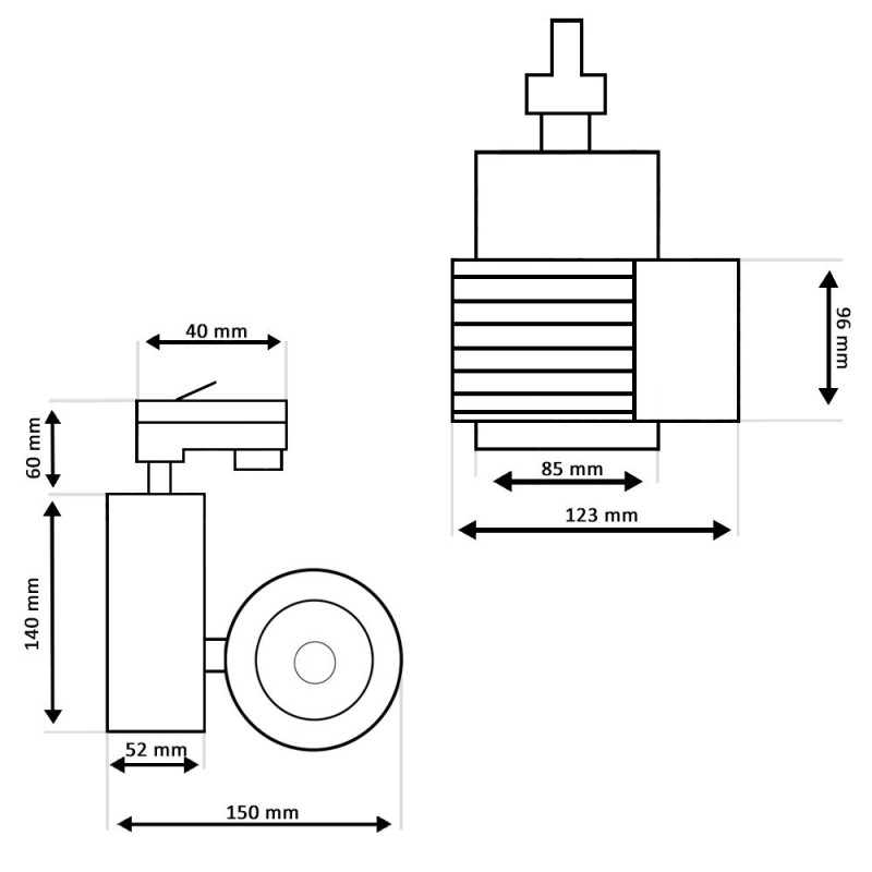 ▷ Spot Led Rail Monophasé GRAZ 40W CRI+98 | Chip Bridgelux | 3CCT