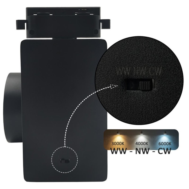 ▷ Buy Black 40W GRAZ Track Spotlight | 3CCT Light CRI+92 – Single-phase