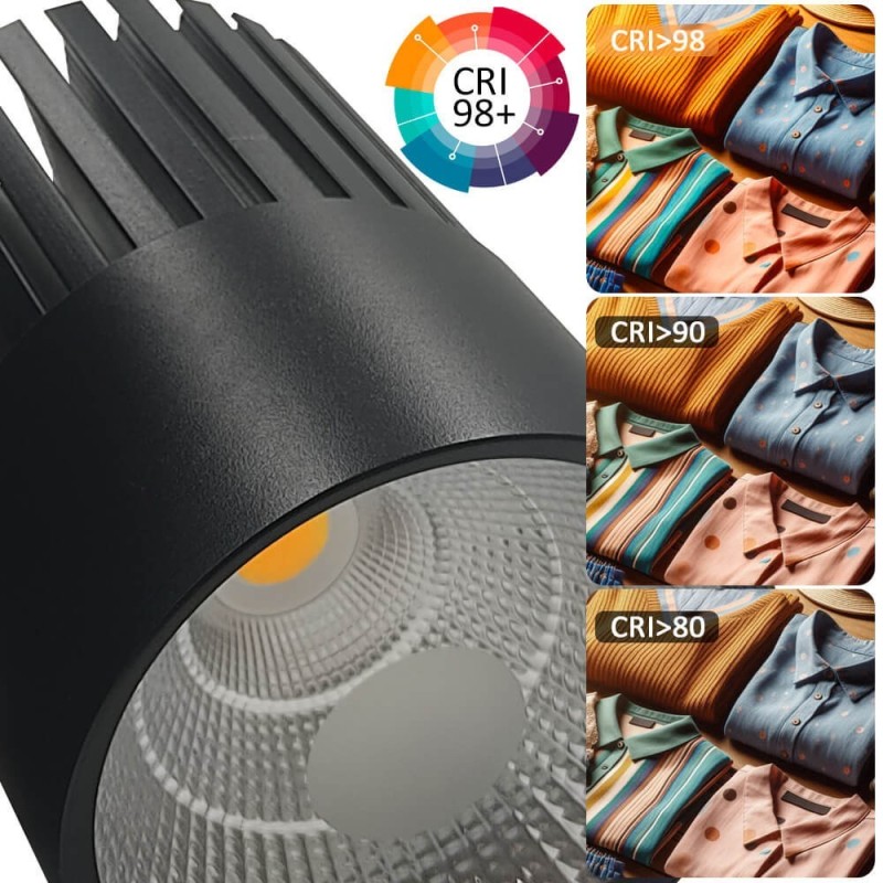 ▷ Acheter Projecteur Rail Monophasé Noir 40W GRAZ | Lumière 3CCT CRI+92