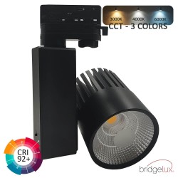 ▷ Acheter Spot LED Noir Rail Triphasé 40W GRAZ | 3CCT Lumiére CRI+92