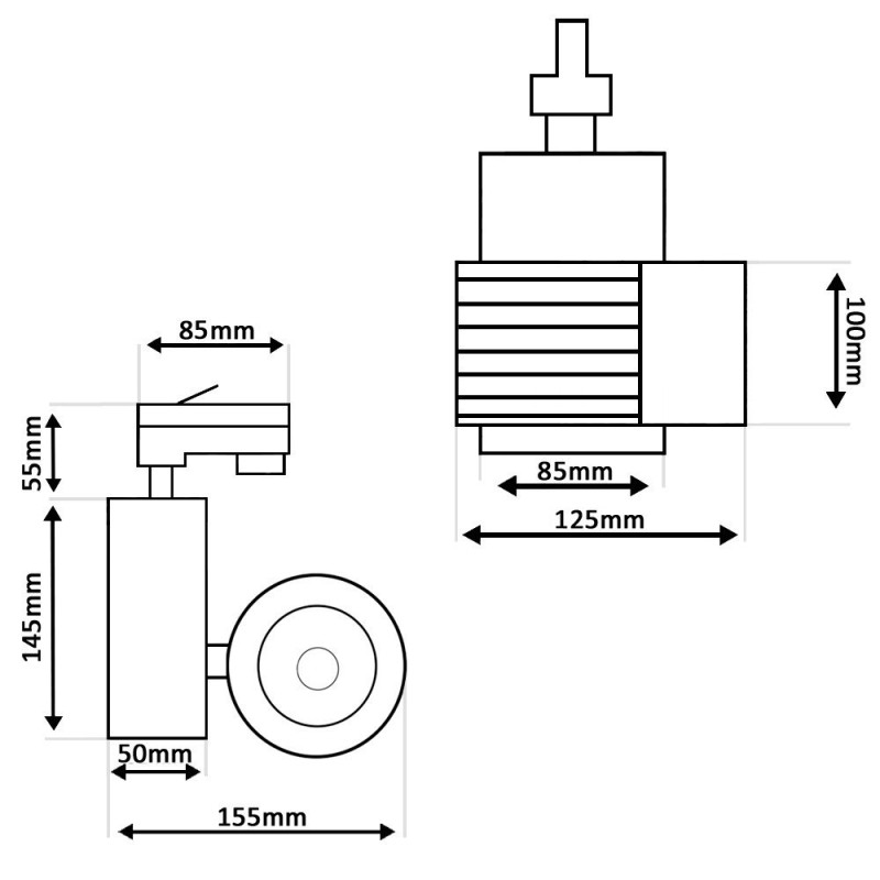 ▷ Comprar Foco Carril Trifásico Negro 40W GRAZ | Luz 3CCT CRI+92