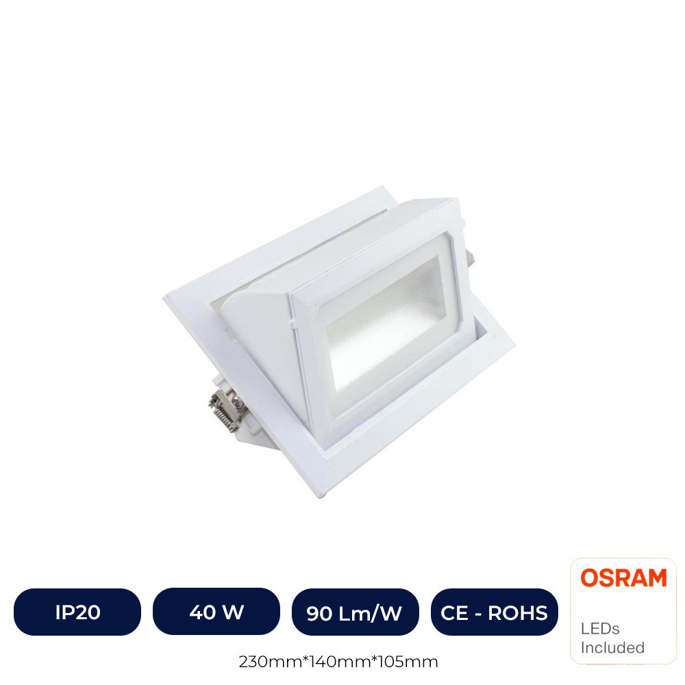 Projecteur LED rectangulaire orientable à puce Osram 40W