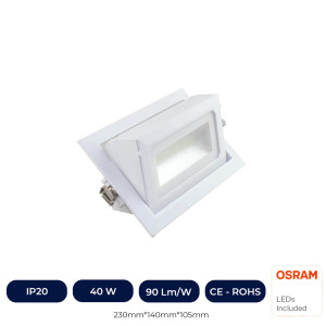 Projecteur LED rectangulaire orientable à puce Osram 40W