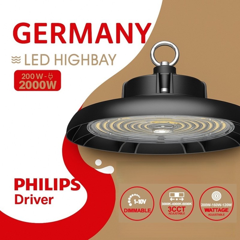 ▷ Campana Industrial LED UFO GERMANY | Alta Eficiencia y Regulación 1-10V