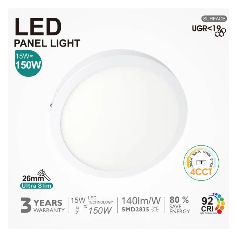 Comprar Plafón LED Circular 15W UGR19 GXtronic | 4CCT | Ultra delgado