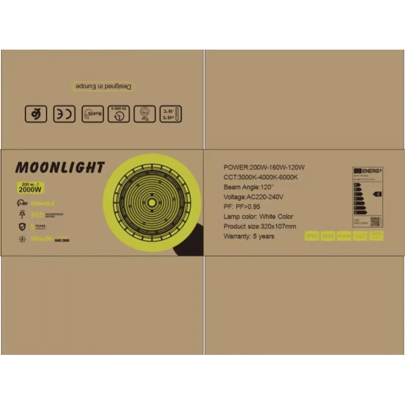 RESERVA MOONLIGHT LED 200W-160W-120W | UFO CAMPANA LED EMPOTRABLE | 3CCT | Driver Philips Xitanium | Dimable 1-10V OP 120°
