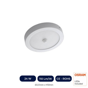 Plafonnier LED Surface Circulaire 24W - 22W- 20W -18W Détecteur de Mouvement - 2700K+CCT - OSRAM CHIP