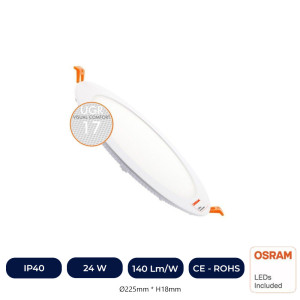 Placa Slim LED Circular 24W - UGR17 - OSRAM CHIP DURIS E 2835