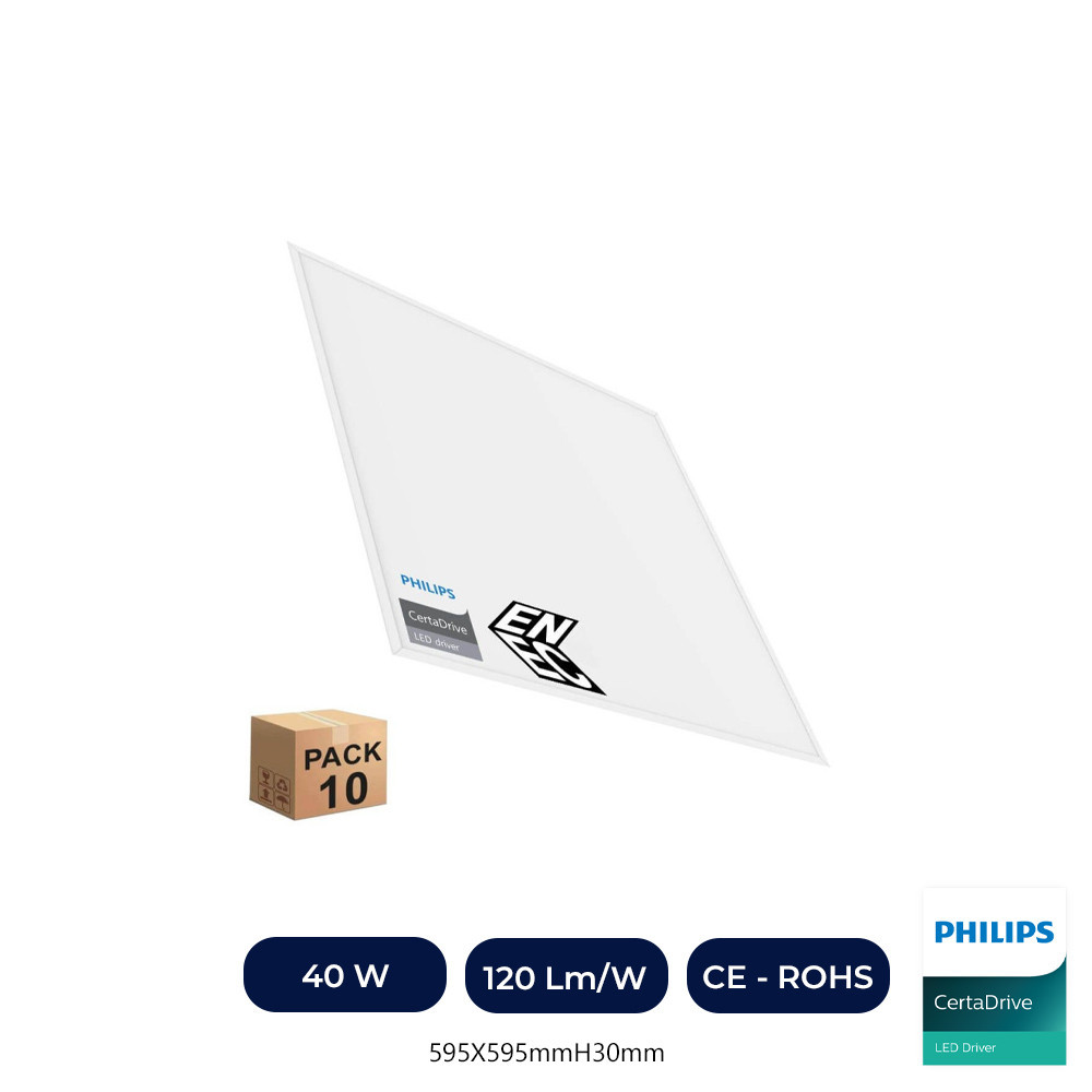 PACK 10 Panel LED 60x60 -SLIM FRAME- 40W - Philips Driver - ENEC05