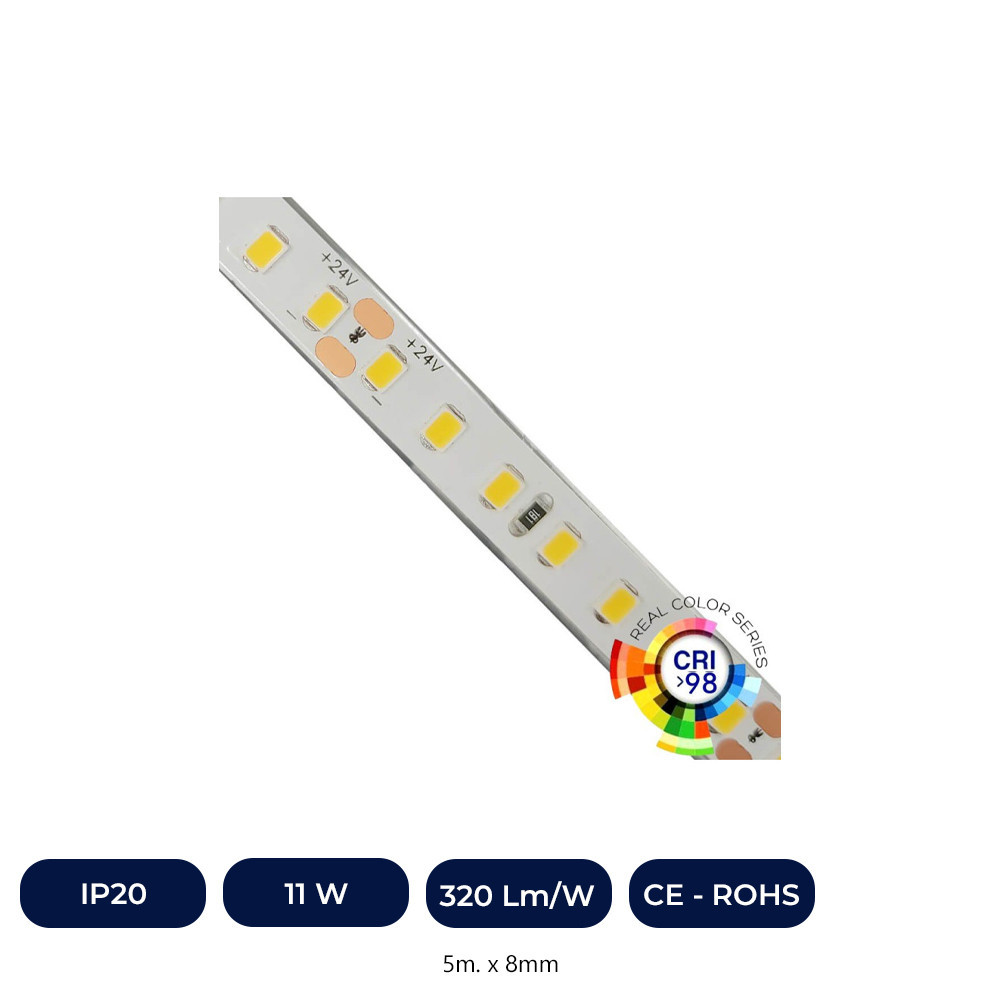 Tira LED 24V | CRI ELITE |140 LED/M | 5m | SMD2835 | 1600Lm |11W/M | CRI98 | IP20