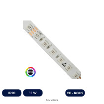 Bande LED 24V RGB | 120xLED/M | 5m | SMD3535 | 560Lm | 15W/M | IP20