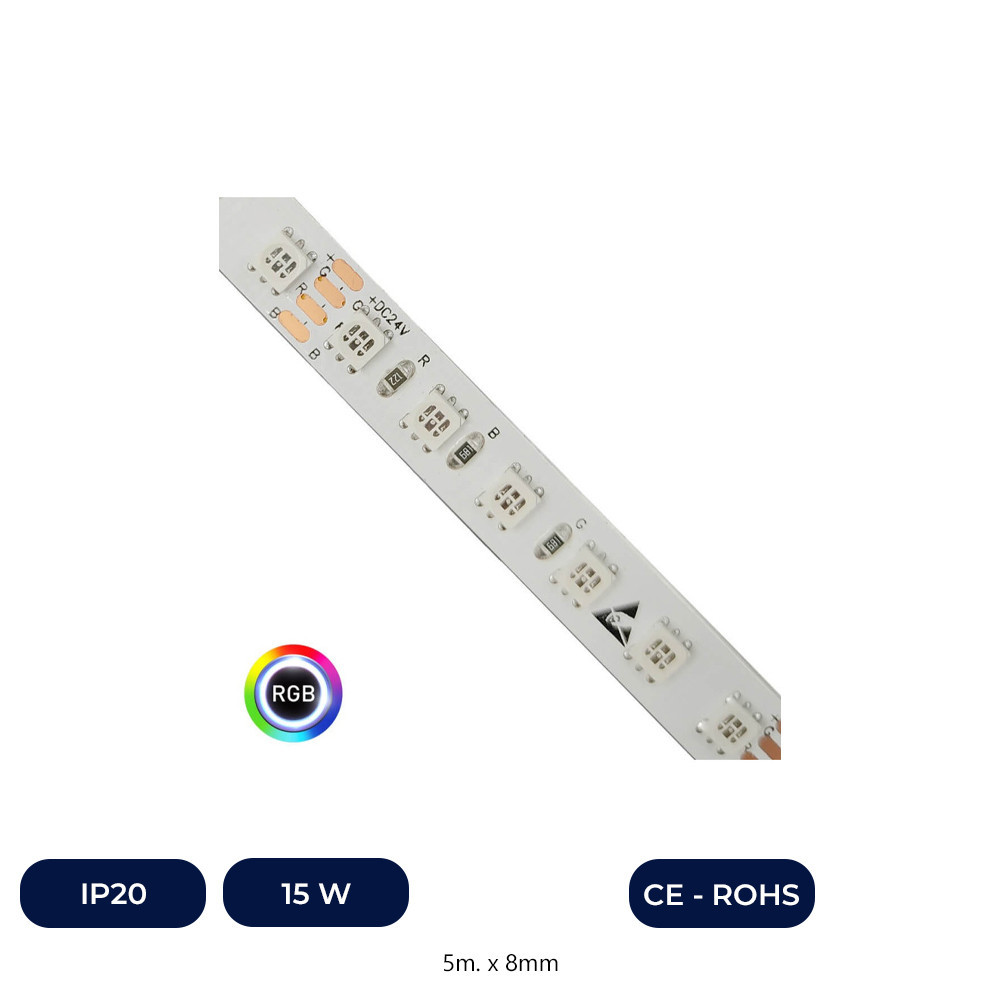 Ruban LED 24V RGB | 120xLED/M | 5m | SMD3535 | 560Lm | 15W/M | IP20 Ruban LED 24V RGB | 120xLED/M | 5m | SMD3535 | 560Lm | 15W/M | IP20
