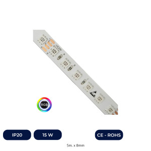 Tira LED 24V RGB | 120xLED/M | 5m | SMD3535 | 560Lm | 15W/M | IP20