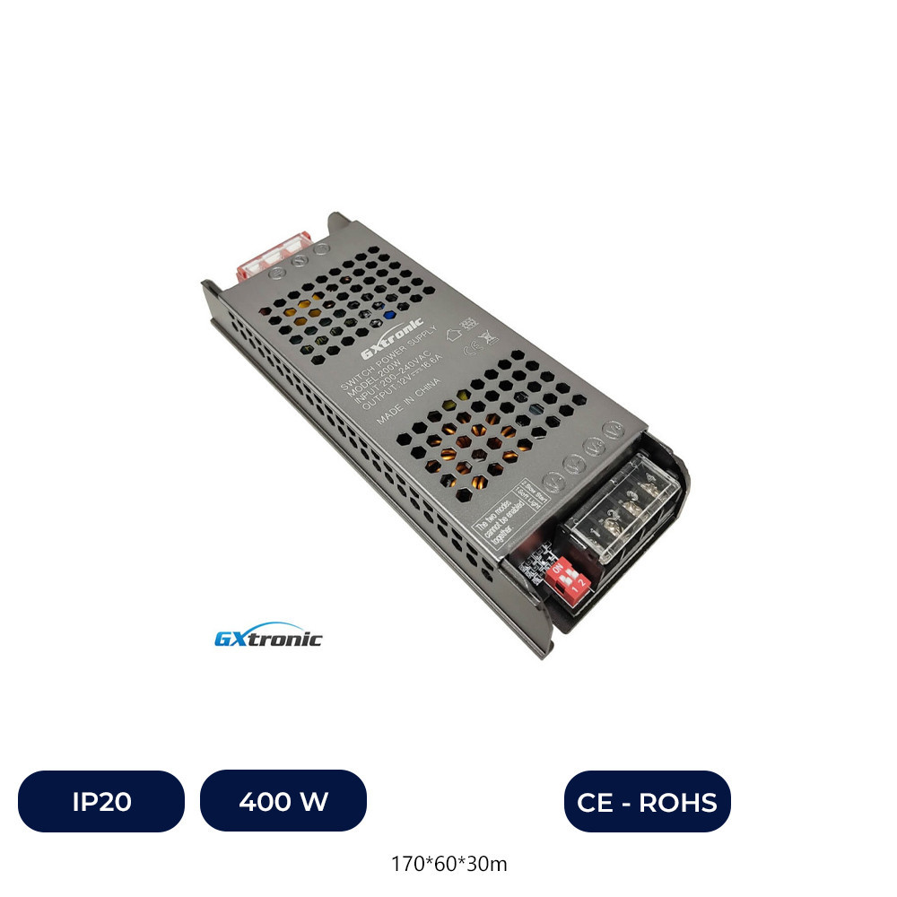 Alimentation 24V 400W 2,5A - Aluminium IP20 - GXtronic