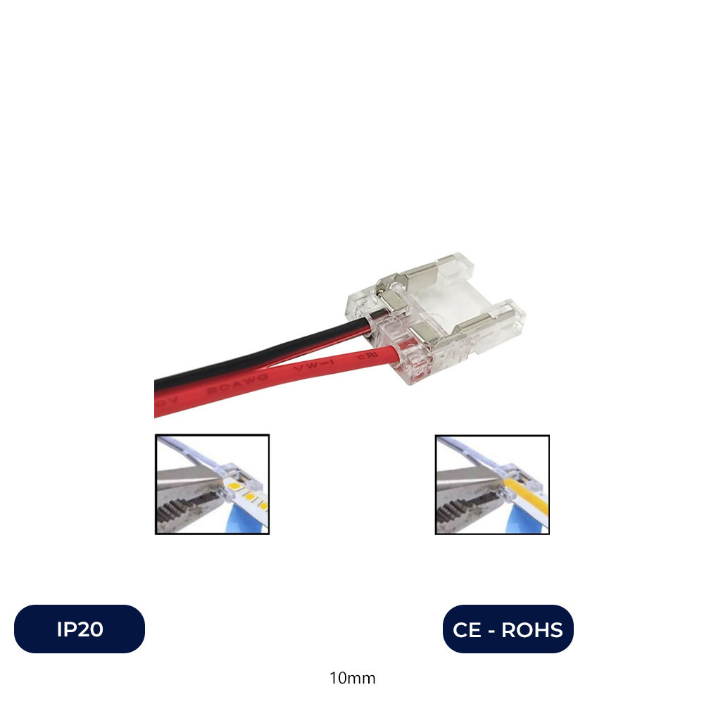 Connecteur Transparent Pour Bandes LED COB + SMD - 10mm - IP20