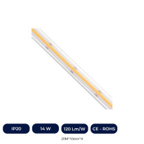 Bande LED COB 220V | 448 LED/M | 20m | FLIP CHIP | 1200Lm/M |14W/M | CRI+82 | IP67