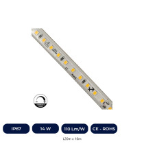 Bande LED 220V | 120xLED/M | 20m | SMD2835 | 1540Lm/M | 14W/M | IP67 | Corte Cada 10cm