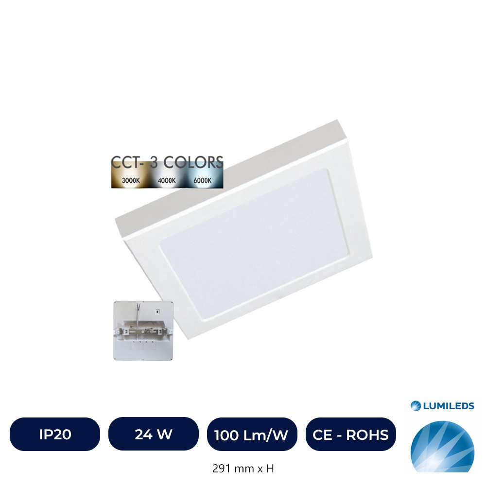 Downlight + Plafonnier LED - Carre - MOSS WHITE LUMILEDS - 24W RÉGLABLE - CCT Couleur Sélectionnable