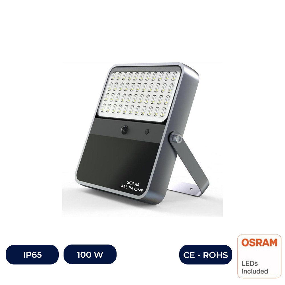 Projecteur extérieur professionnel SOLAIRE LED 100W - PUCE OSRAM - 5700K - TOUT EN UN