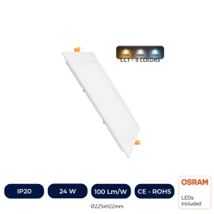 Plaque Slim LED Carre 24W - CCT - OSRAM CHIP DURIS E2835