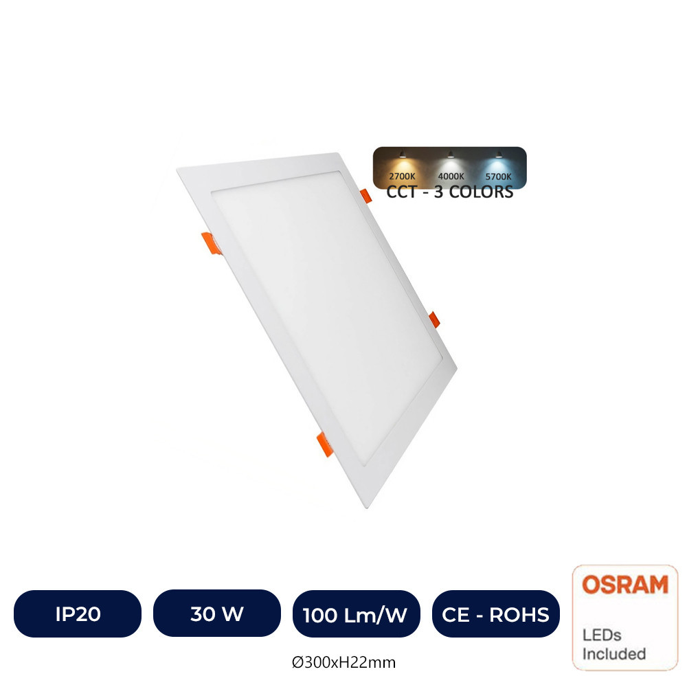 Placa Slim LED Cuadrada 30W - CCT - OSRAM CHIP DURIS E2835 Placa Slim LED Cuadrada 30W - CCT - OSRAM CHIP DURIS E2835