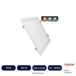 Placa Slim LED Cuadrada 30W - CCT - OSRAM CHIP DURIS E2835