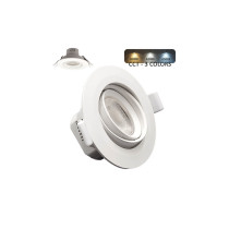 Encastré LED 7W Circulaire Blanc - Orientable - Couleur CCT Sélectionnable