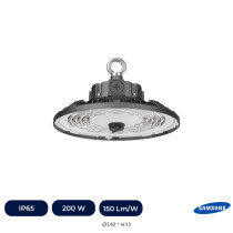 Campana Industrial LED 200W-150W-100W - UFO - CCT - SAMSUNG CHIP 2835 200Lm/W