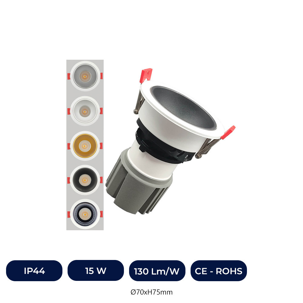 Downlight LED Circular 15W Basculante - Blanco - CRI+92 - UGR13