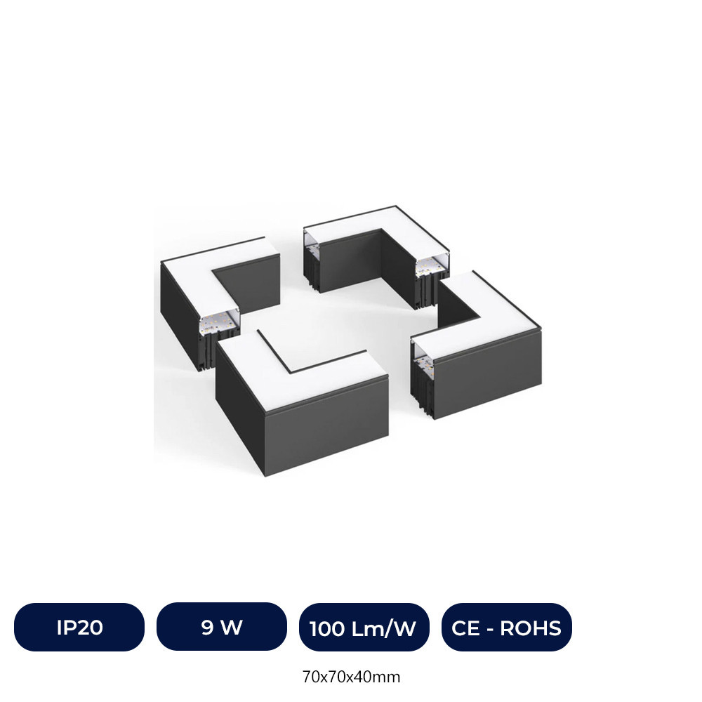 Conector LED Angular 9W - Interconexión Lineal - 3CCT - 90º