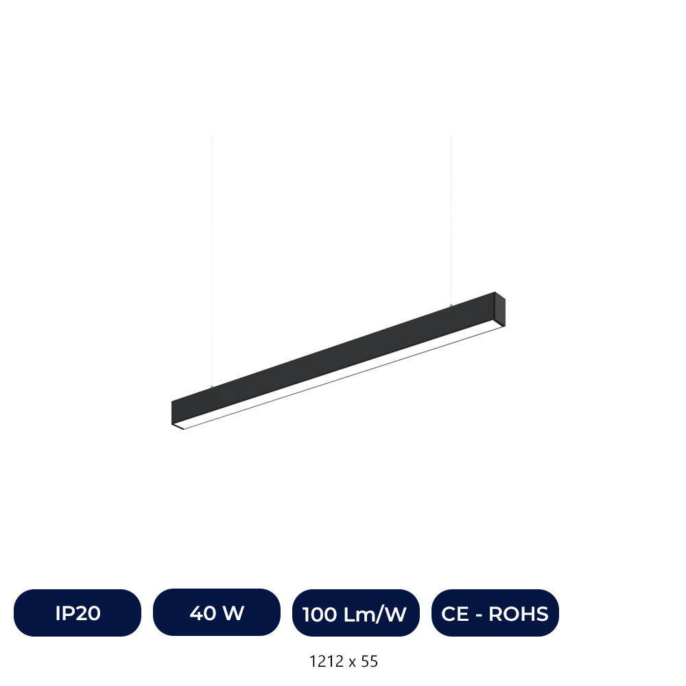 Lámpara Lineal Colgante LED 40W - Interconexión Lineal - 3CCT - 120cm