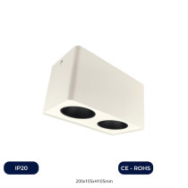 Aplique de techo basculante doble - GU10-MR16 - Exterior blanco