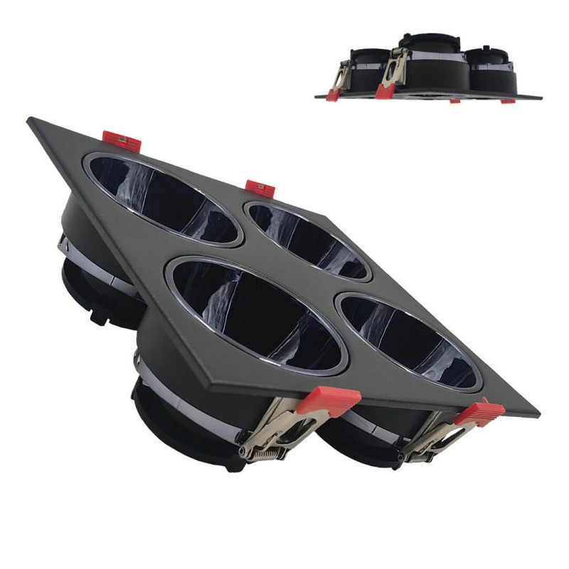 Plafonnier quadruple inclinable - GU10-MR16 - Extérieur noir