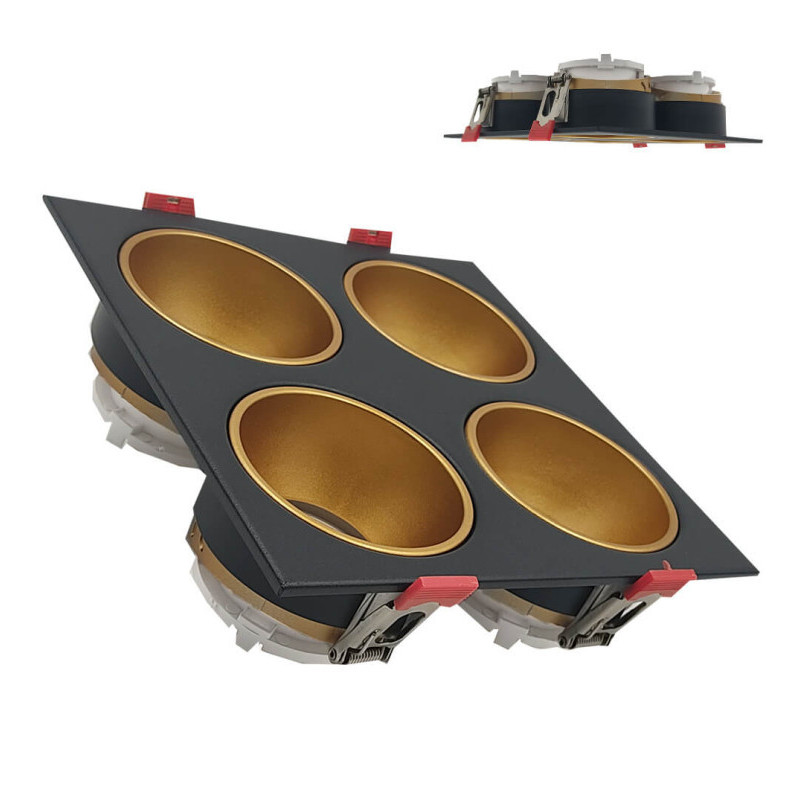 Plafonnier quadruple inclinable - GU10-MR16 - Extérieur noir