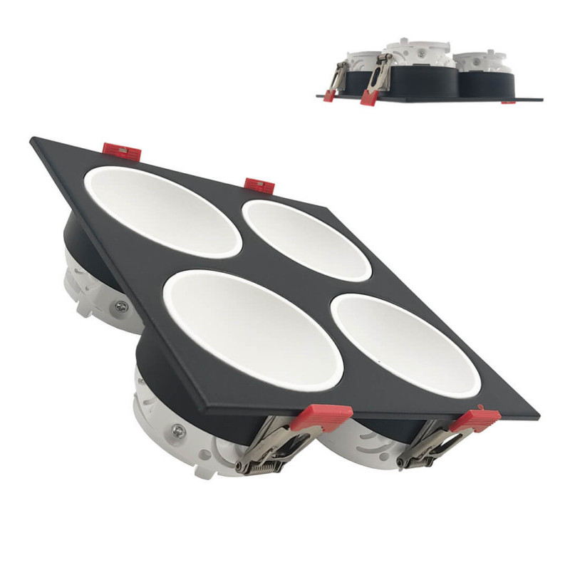 Plafonnier quadruple inclinable - GU10-MR16 - Extérieur noir