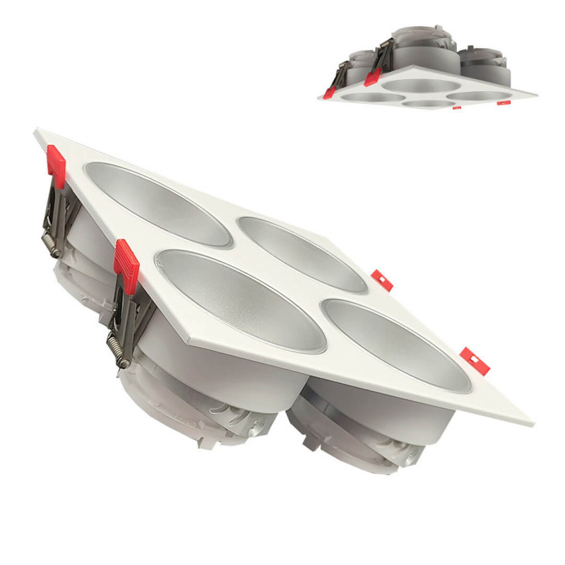 Plafonnier quadruple inclinable - GU10-MR16 - Extérieur blanc