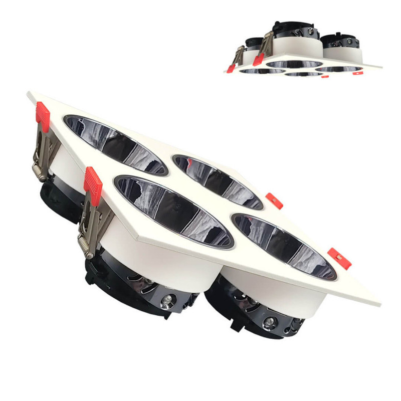 Plafonnier quadruple inclinable - GU10-MR16 - Extérieur blanc