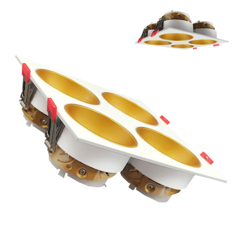 Plafonnier quadruple inclinable - GU10-MR16 - Extérieur blanc