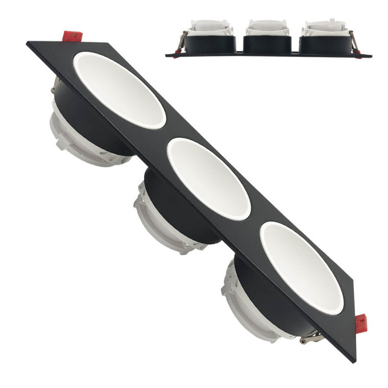 Aplique de techo basculante triple - GU10-MR16 - Exterior negro