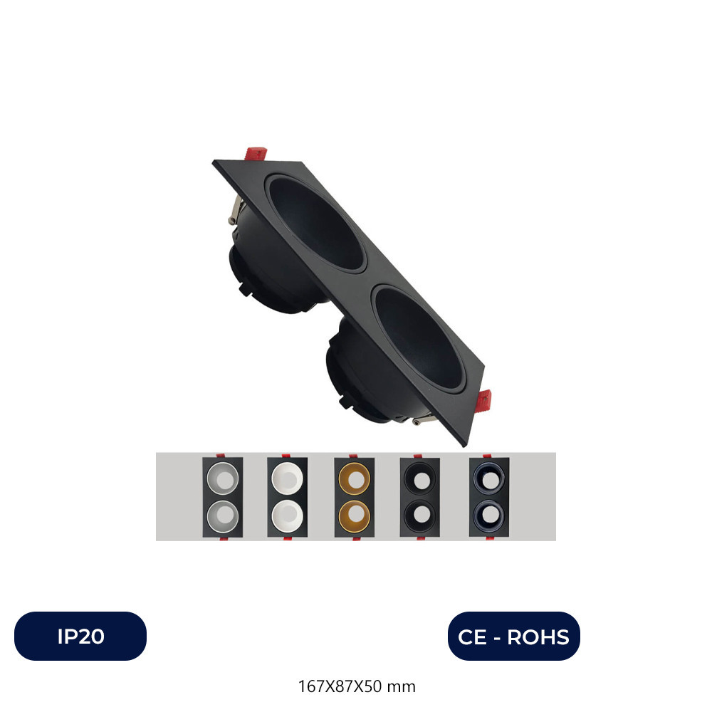 Anneau Double Inclinaison - GU10-MR16 - Extérieur Noir