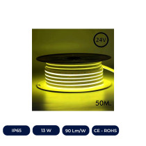 Néon LED Flexible 24V - 13W/m - Bobine 50m - 6x12mm - jaune